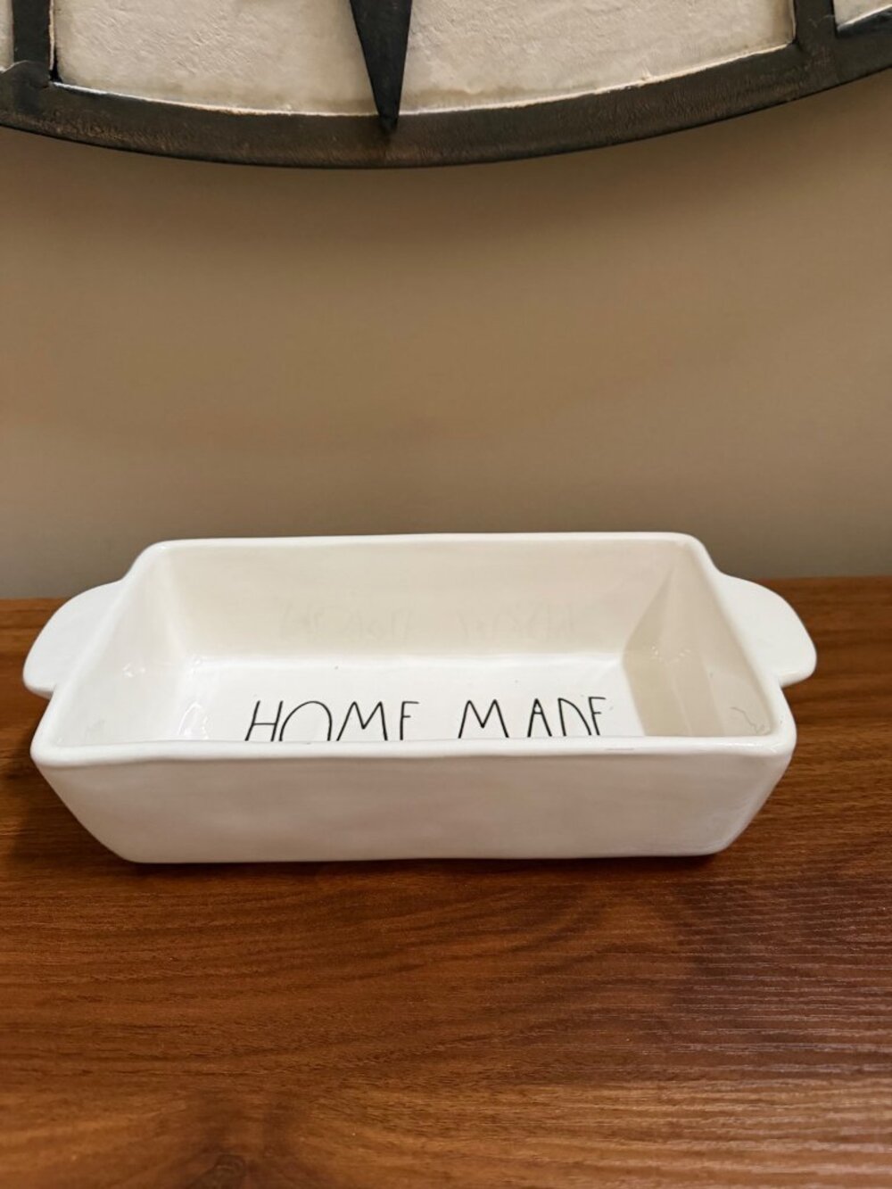 Rae Dunn Loaf Pan With "Home Made"